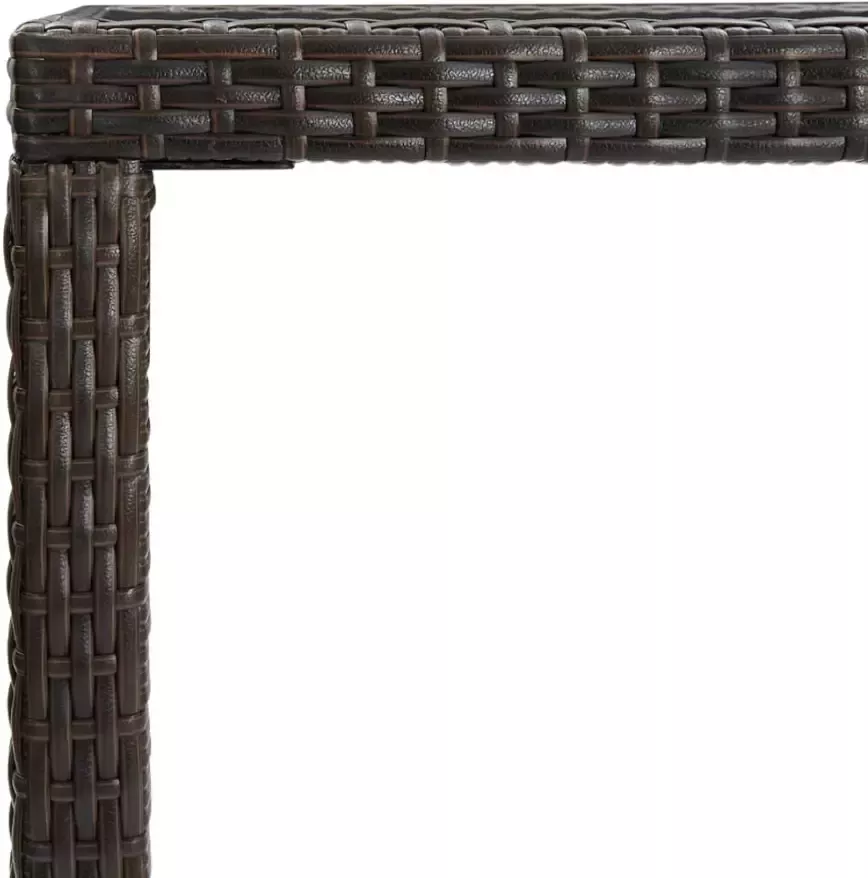 VidaXL Tuinbartafel 130x60x110 cm poly rattan en glas bruin