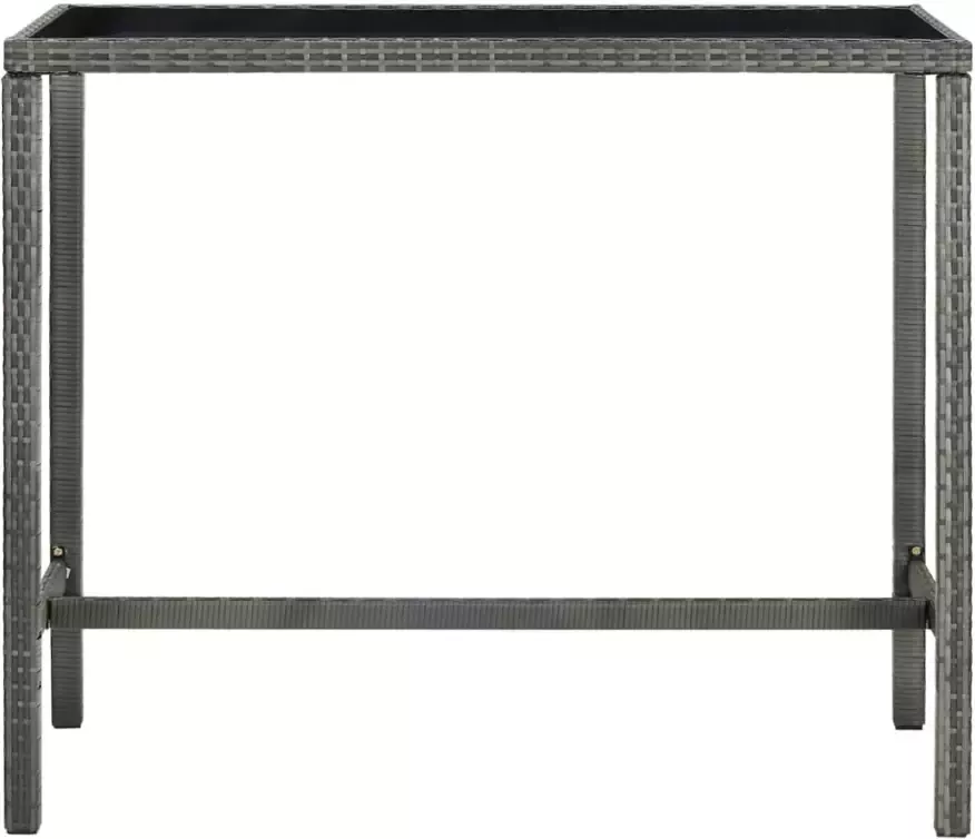 VidaXL Tuinbartafel 130x60x110 cm poly rattan en glas grijs - Foto 2