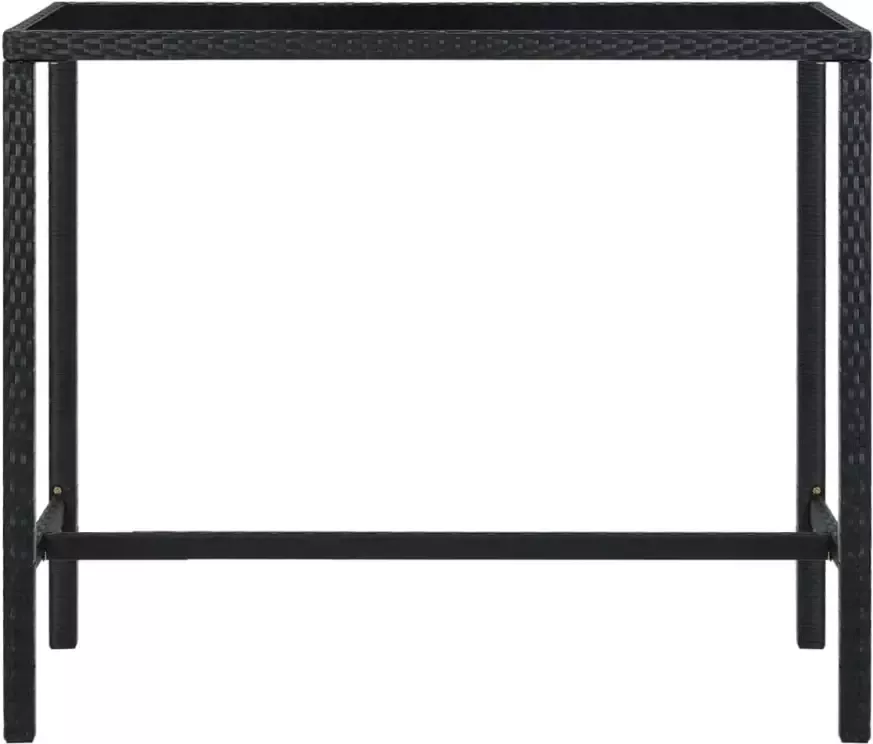 VidaXL Tuinbartafel 130x60x110 cm poly rattan en glas zwart - Foto 2