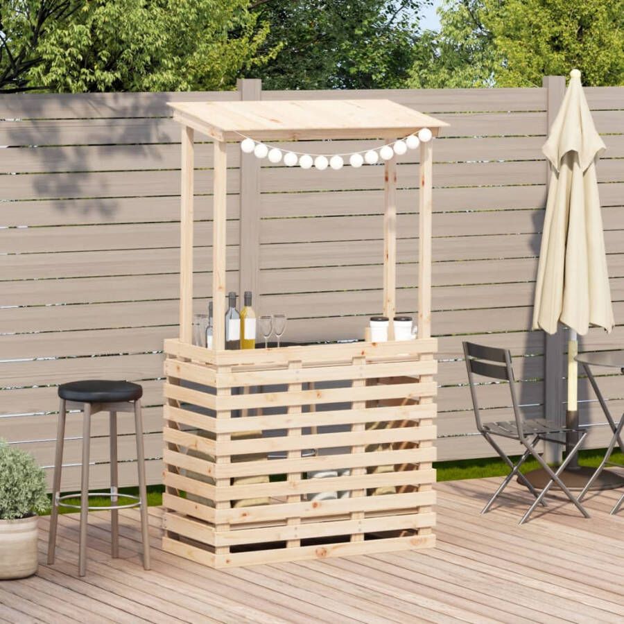 VIDAXL Tuinbartafel met dak 112 5x57x195 5 cm massief hout