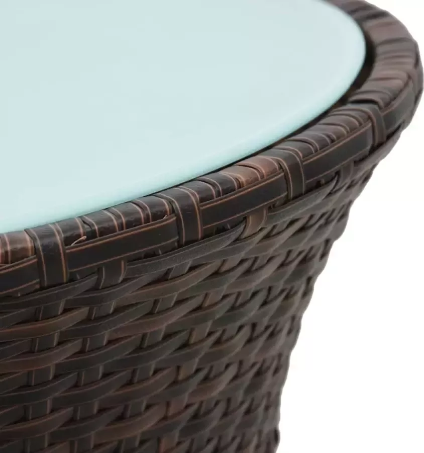 VidaXL Tuinbijzettafel trommelvormig poly rattan bruin