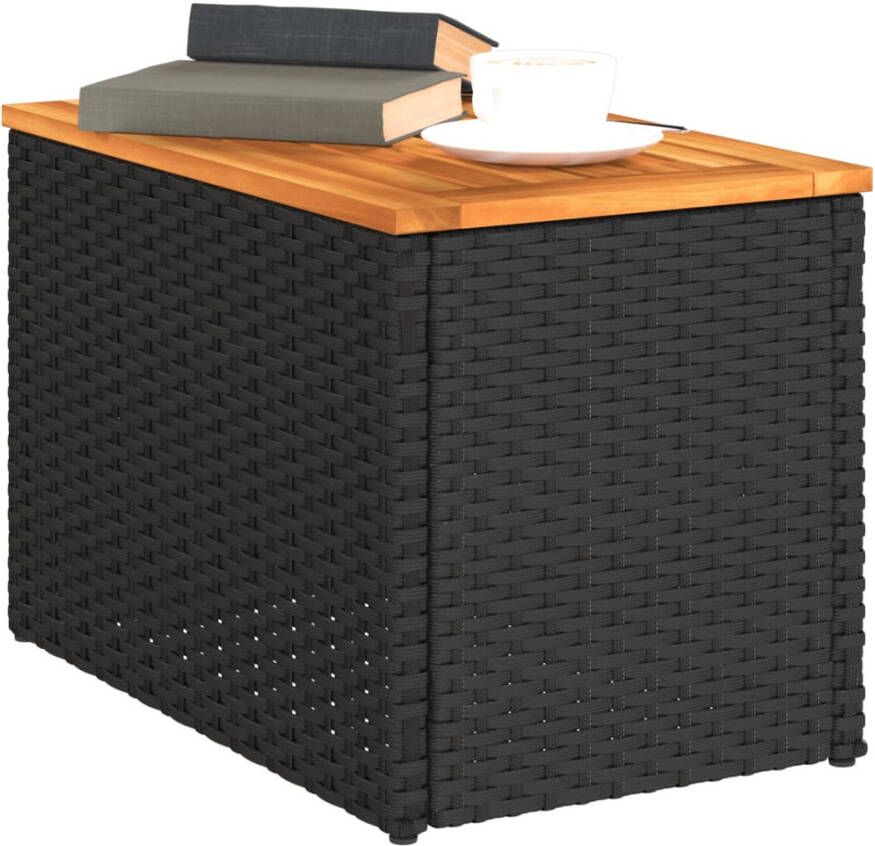 VidaXL Tuinbijzettafels 2 St 55X34X37 Cm Hout Poly Rattan Zwart - Foto 2