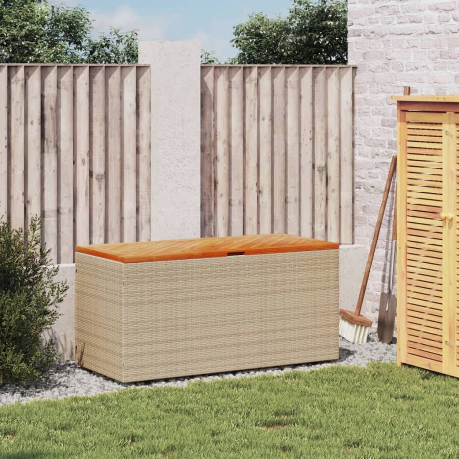 VIDAXL Tuinbox 110x50x54 cm poly rattan en acaciahout beige