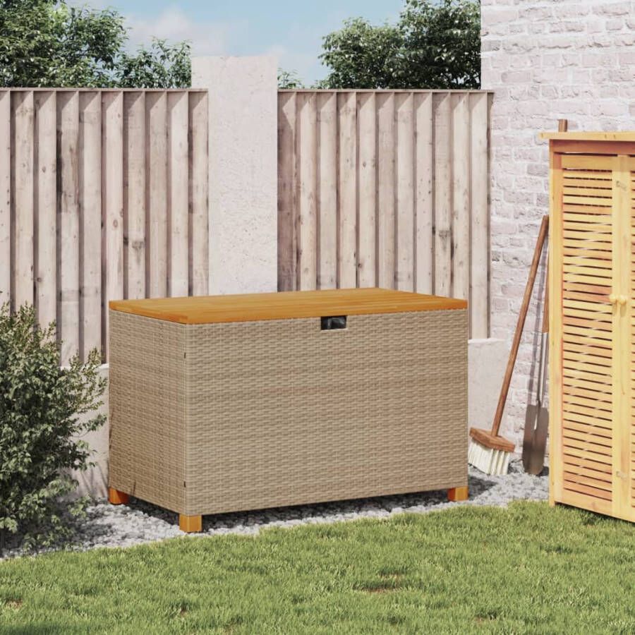 VIDAXL Tuinbox 110x55x63 cm poly rattan en acaciahout beige