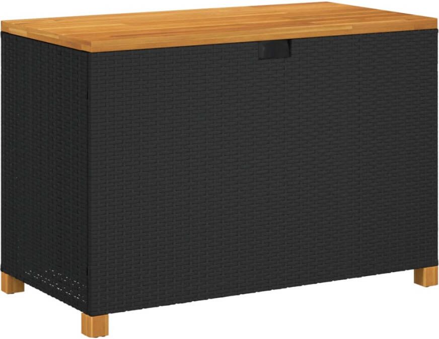 VIDAXL Tuinbox 110x55x63 cm poly rattan en acaciahout zwart - Foto 2