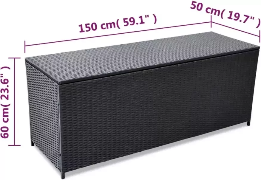 VIDAXL Tuinbox 150x50x60 cm poly rattan zwart - Foto 3