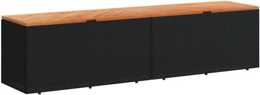 VIDAXL Tuinbox 220x50x54 cm poly rattan en acaciahout zwart - Foto 2