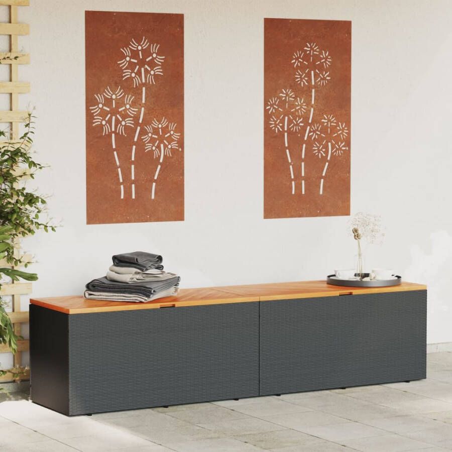 VIDAXL Tuinbox 220x50x54 cm poly rattan en acaciahout zwart