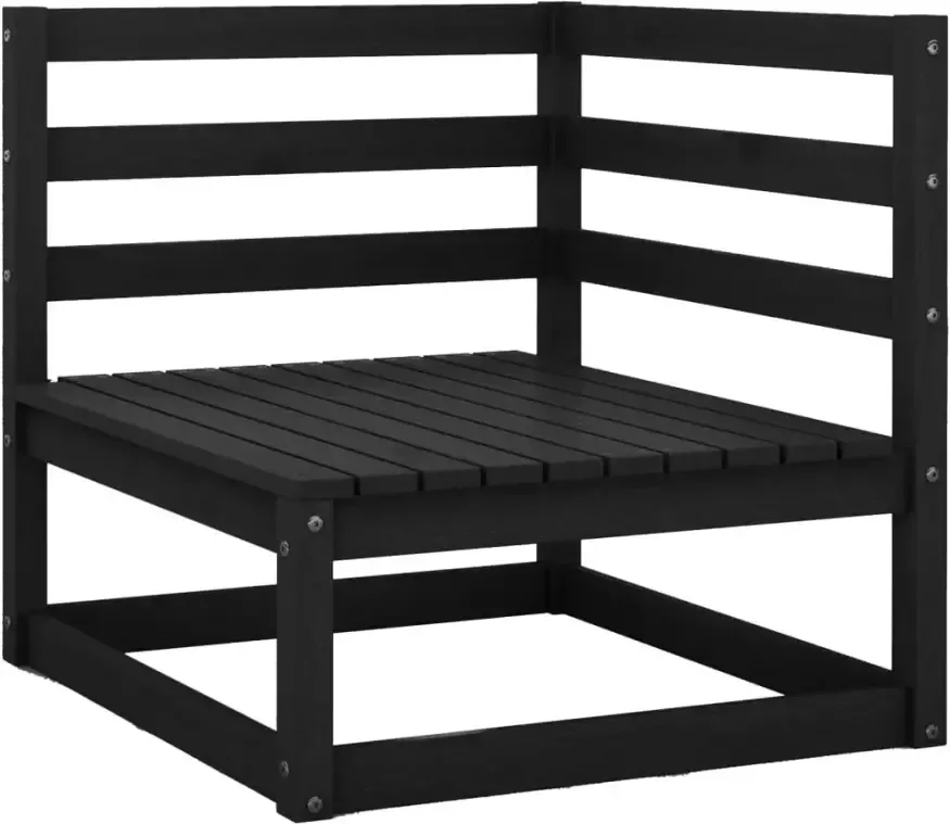 VIDAXL Tuinhoekbank 2 st massief grenenhout zwart