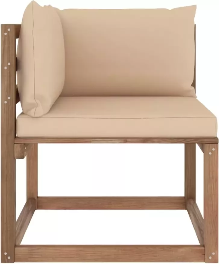 VidaXL Tuinhoekbank met beige kussens pallet