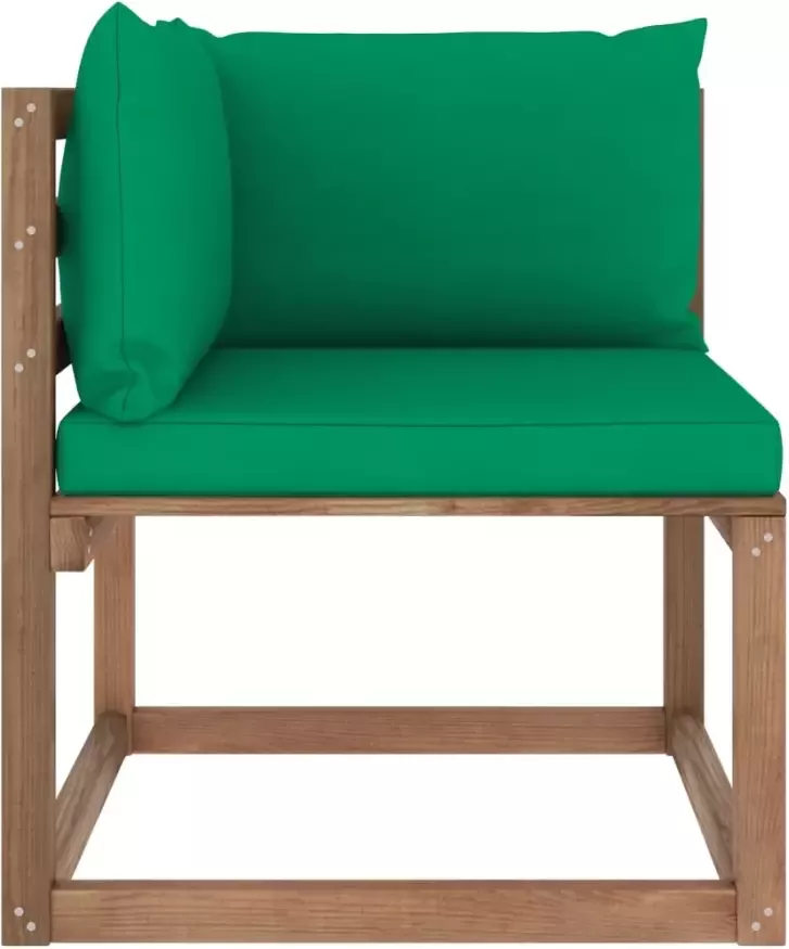 VidaXL Tuinhoekbank met groene kussens pallet