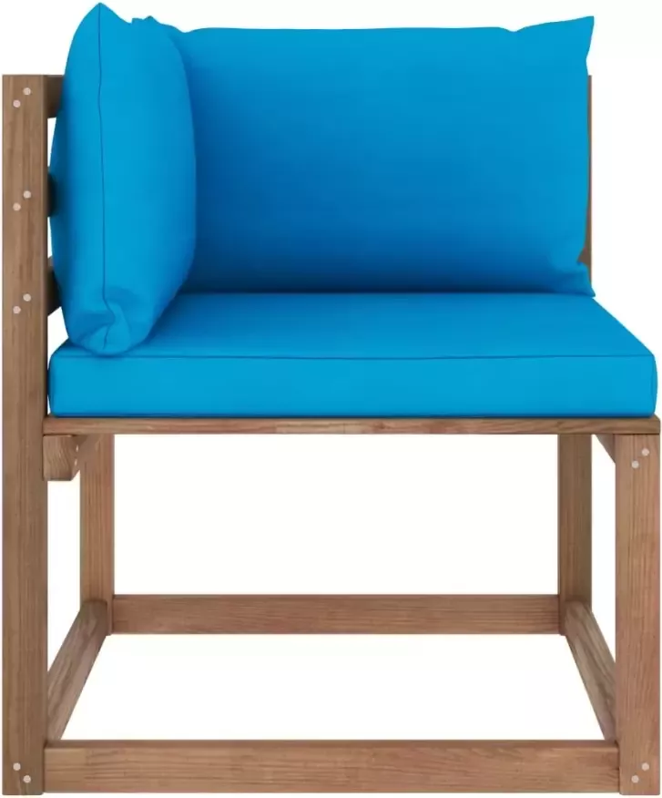 VidaXL Tuinhoekbank met lichtblauwe kussens pallet