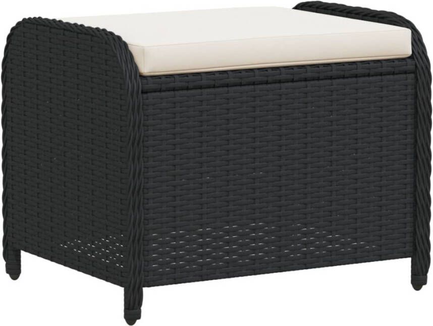 VidaXL -Tuinkruk-met-kussen-58x46x46-cm-poly-rattan-zwart - Foto 4