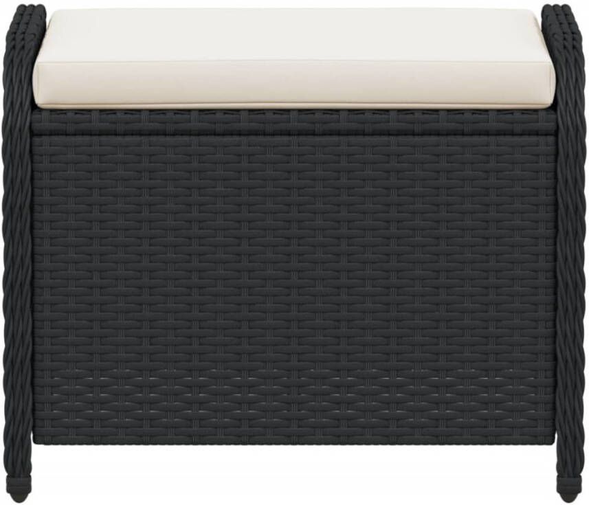 VidaXL -Tuinkruk-met-kussen-58x46x46-cm-poly-rattan-zwart - Foto 2