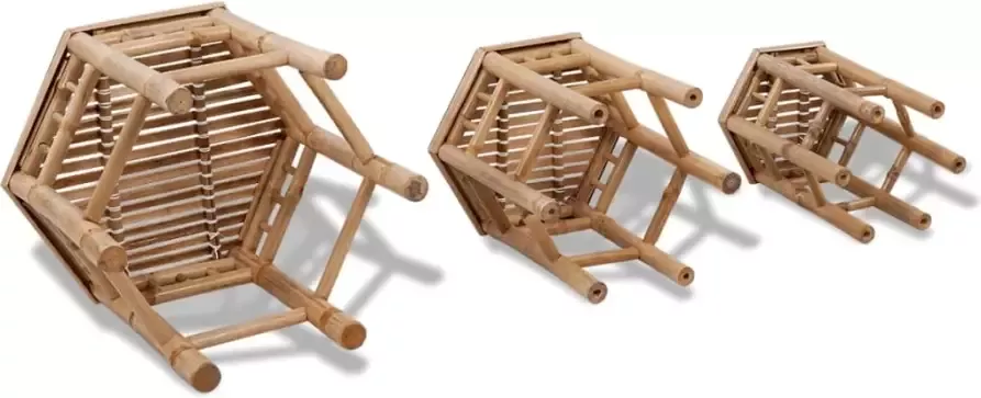 VidaXL Bamboe stoelen set van 3 - Foto 3