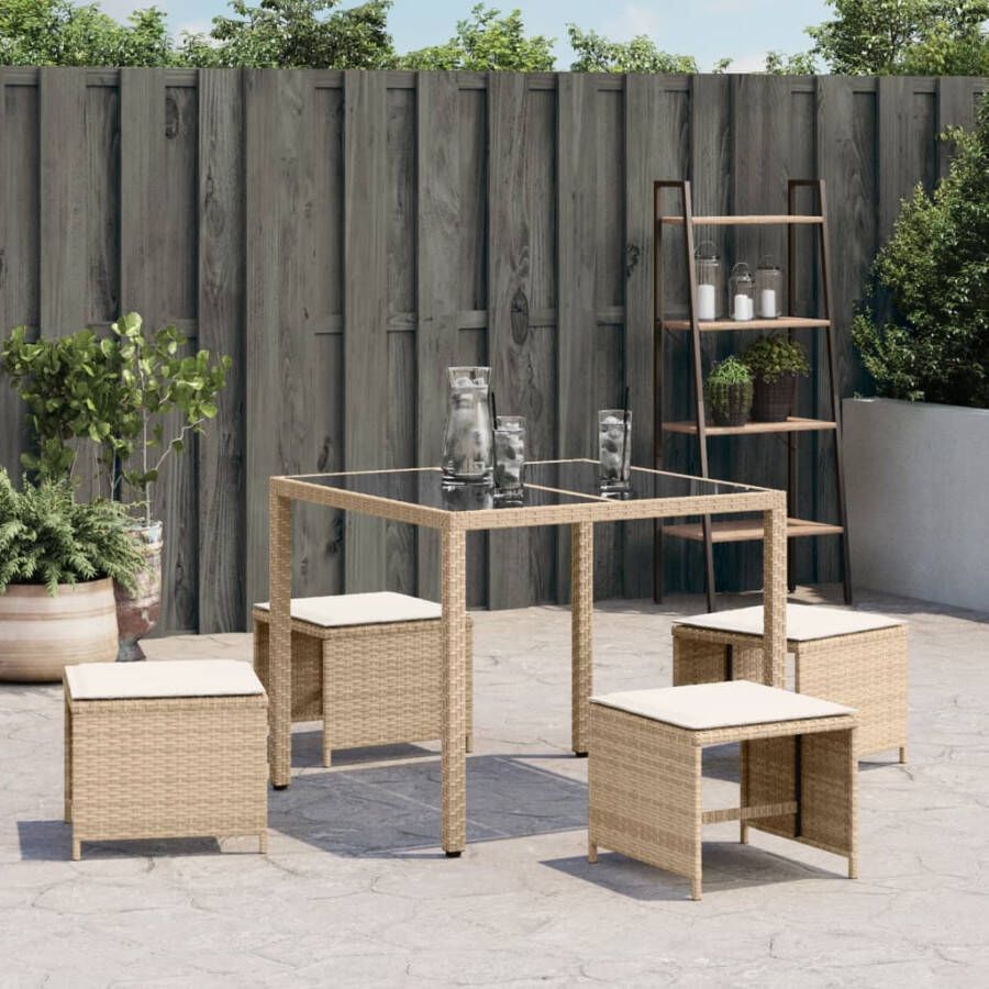 VidaXL -Tuinkrukken-4-st-met-kussens-41x41x36-cm-poly-rattan-beige