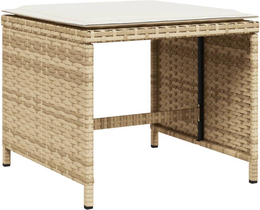 VidaXL -Tuinkrukken-4-st-met-kussens-41x41x36-cm-poly-rattan-beige - Foto 5