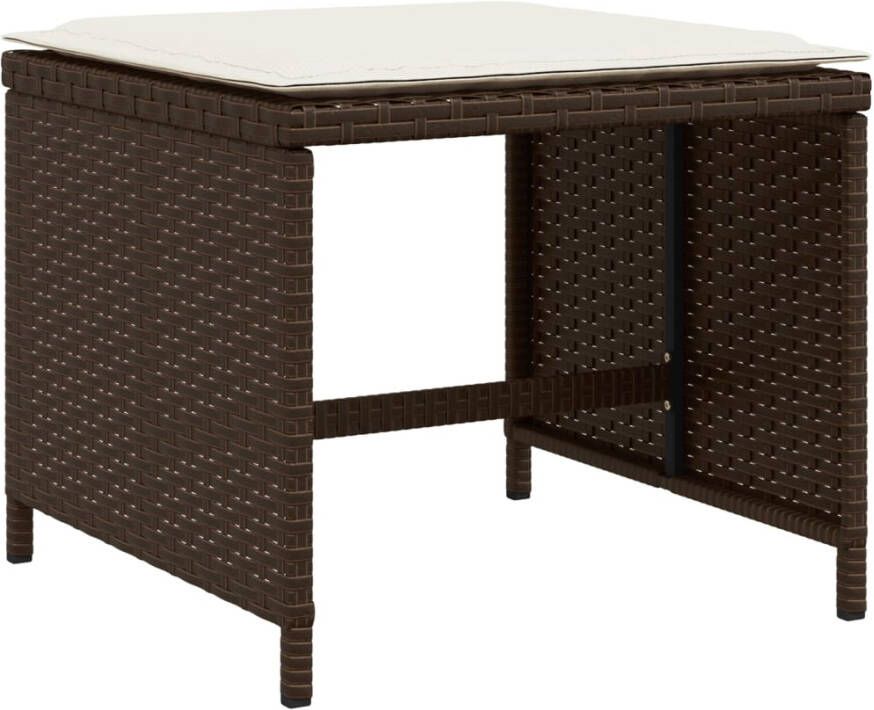 VidaXL -Tuinkrukken-4-st-met-kussens-41x41x36-cm-poly-rattan-bruin - Foto 4