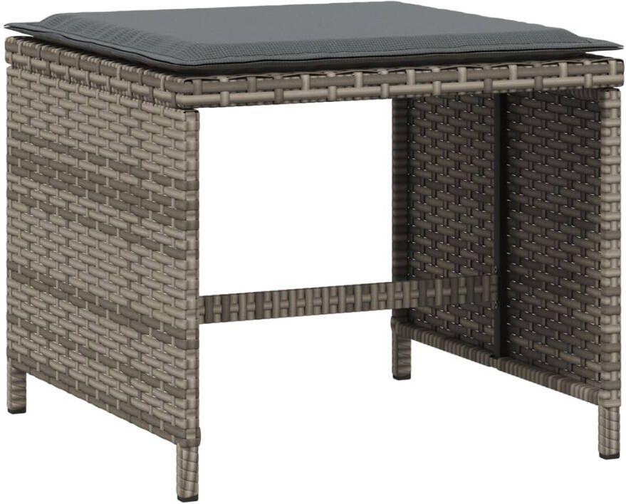 VidaXL -Tuinkrukken-4-st-met-kussens-41x41x36-cm-poly-rattan-grijs - Foto 4