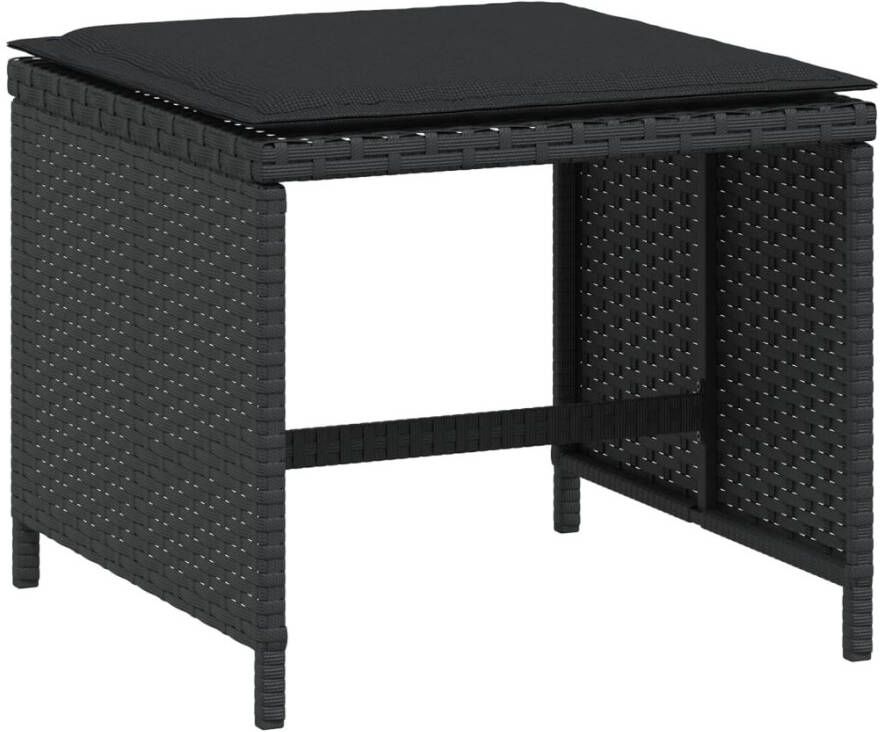 VidaXL -Tuinkrukken-4-st-met-kussens-41x41x36-cm-poly-rattan-zwart - Foto 4