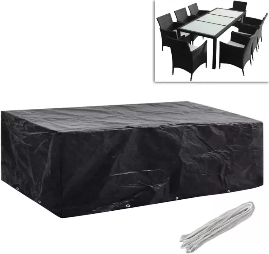 VidaXL Tuinmeubelhoezen poly rattan 2 st 8-persoons 300x140 cm