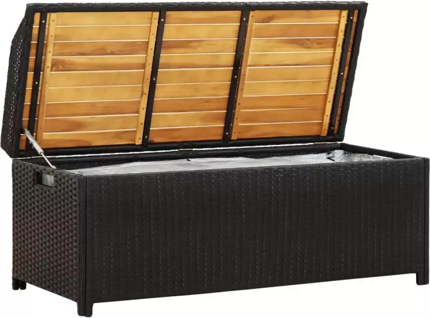 VIDAXL Tuinopbergbank 120 cm poly rattan zwart - Foto 2