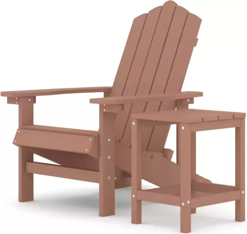 VIDAXL Tuinstoel Adirondack met tafel HDPE bruin - Foto 2