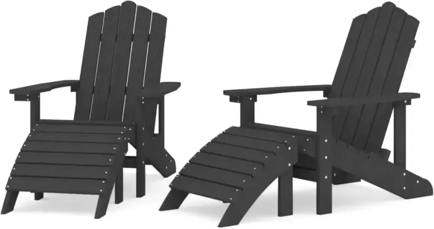 VIDAXL Tuinstoelen 2 st Adirondack met voetensteunen HDPE antraciet - Foto 2