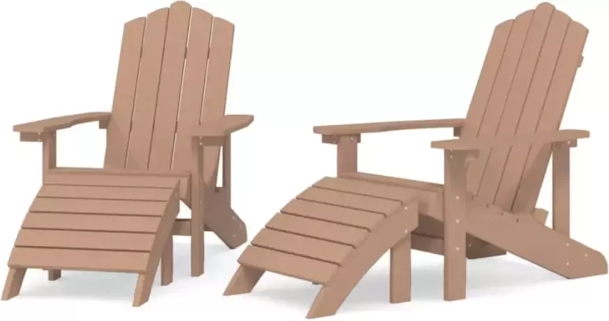 VIDAXL Tuinstoelen 2 st Adirondack met voetensteunen HDPE bruin - Foto 2