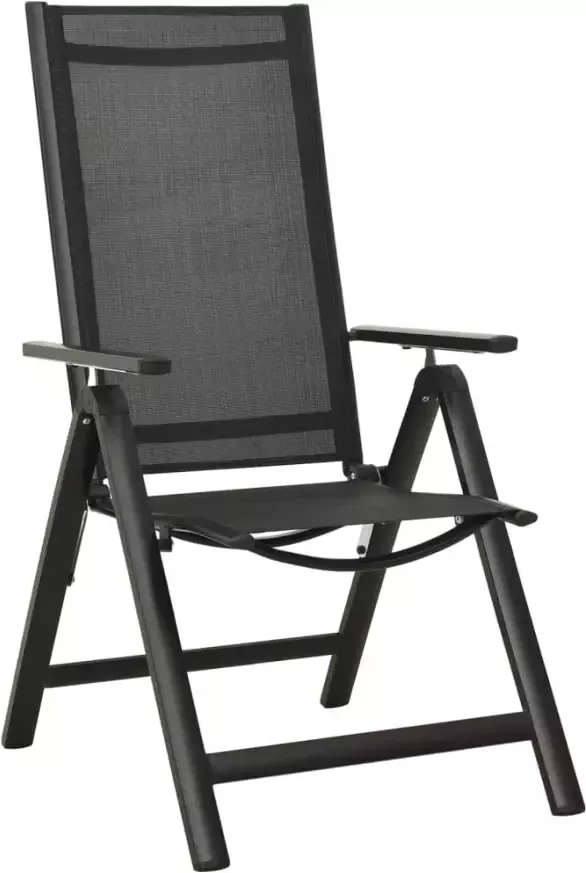 VIDAXL Tuinstoelen 2 st inklapbaar textileen aluminium zwart - Foto 2