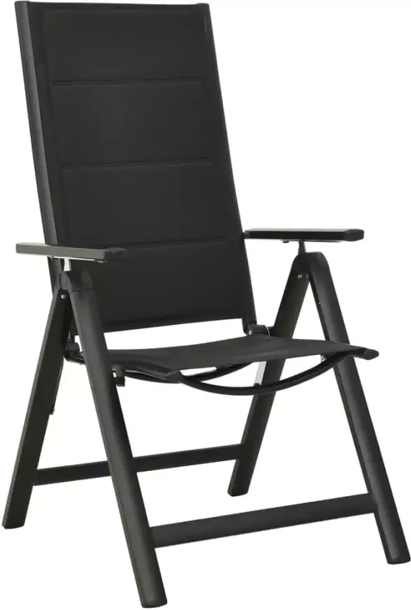 VIDAXL Tuinstoelen 2 st inklapbaar textileen aluminium zwart - Foto 2