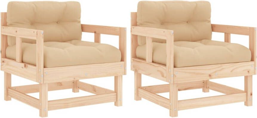 VIDAXL Tuinstoelen 2 st met kussens massief grenenhout - Foto 3