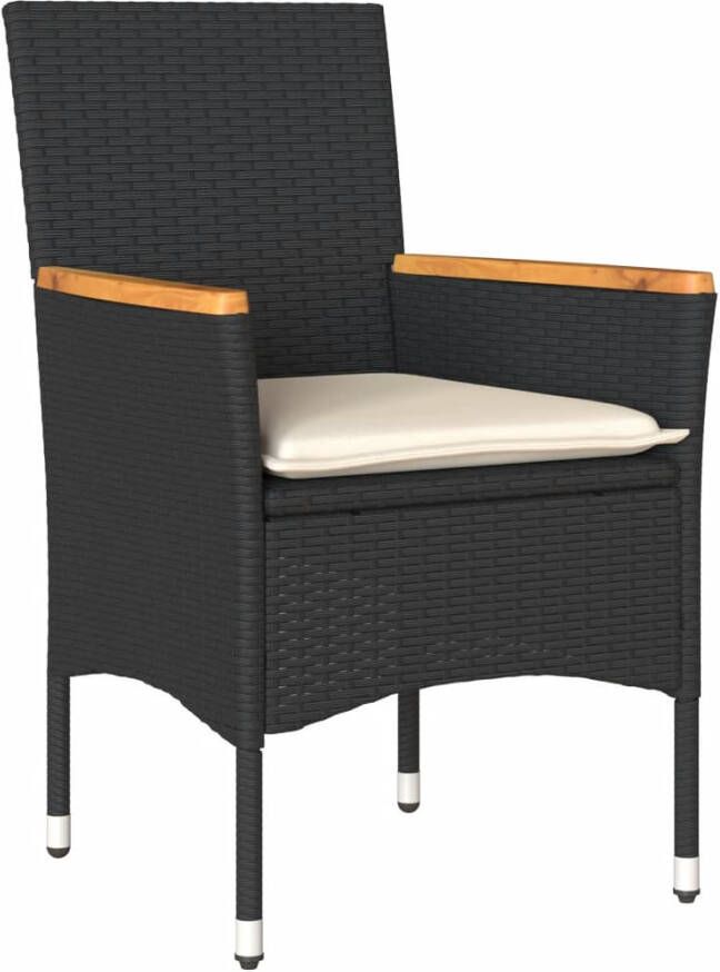 VIDAXL Tuinstoelen 2 st met kussens poly rattan zwart - Foto 2