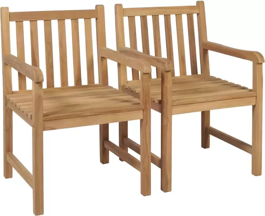 VidaXL Tuinstoelen 2 st met rode kussens massief teakhout - Foto 1