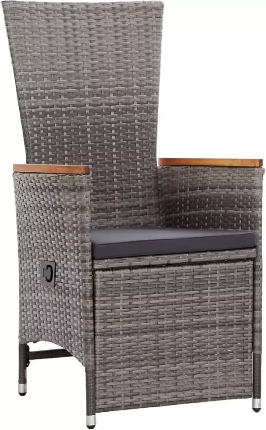 VidaXL Tuinstoelen verstelbaar 2 st met kussens poly rattan grijs