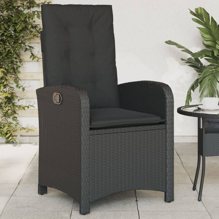 VIDAXL Tuinstoelen 2 st verstelbaar met kussens poly rattan zwart - Foto 1