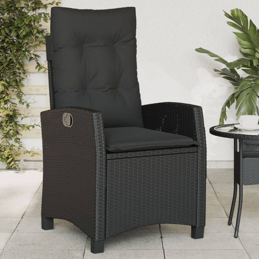 VIDAXL Tuinstoelen 2 st verstelbaar met kussens poly rattan zwart - Foto 1