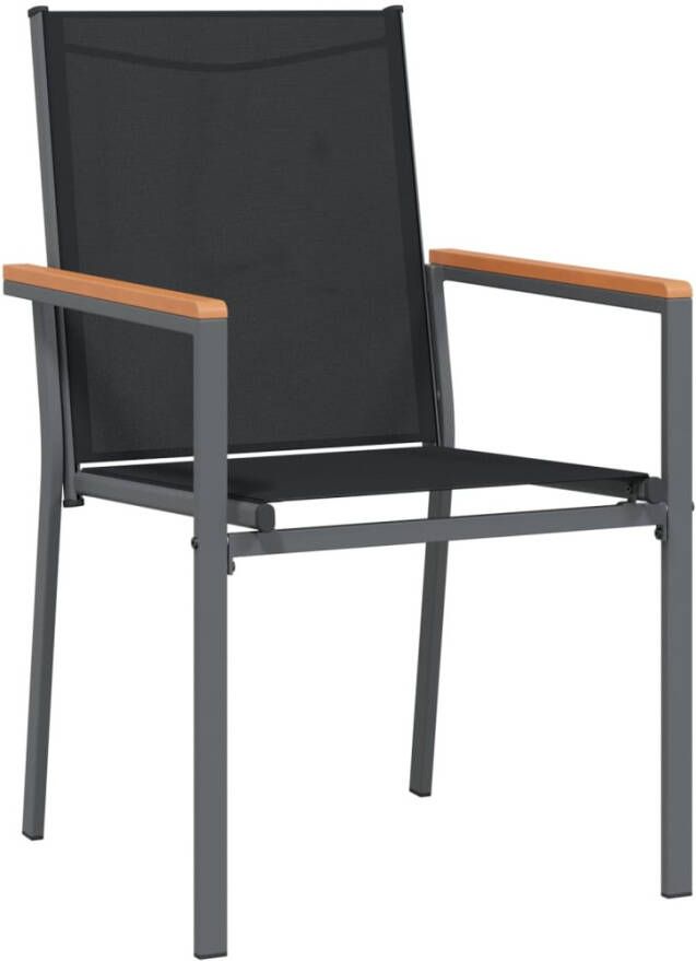 VIDAXL Tuinstoelen 4 st 55x61 5x90 cm textileen en staal zwart - Foto 2