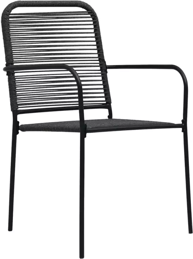 VidaXL Tuinstoelen 4 st katoenen touw en staal zwart