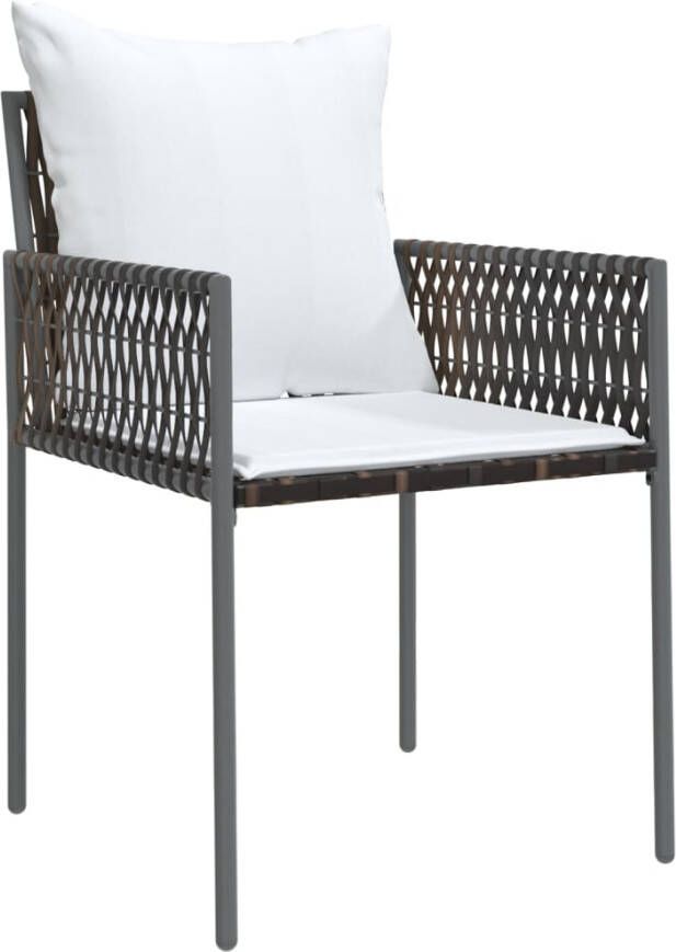 VIDAXL Tuinstoelen 4 st met kussens 54x61x83 cm poly rattan bruin - Foto 2