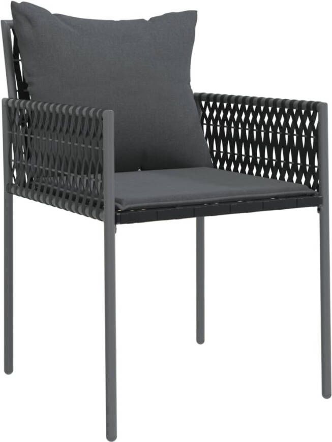 VIDAXL Tuinstoelen 4 st met kussens 54x61x83 cm poly rattan zwart - Foto 2