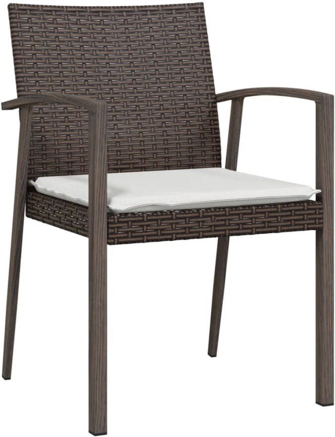 VIDAXL Tuinstoelen 4 st met kussens 56 5x57x83 cm poly rattan bruin - Foto 2