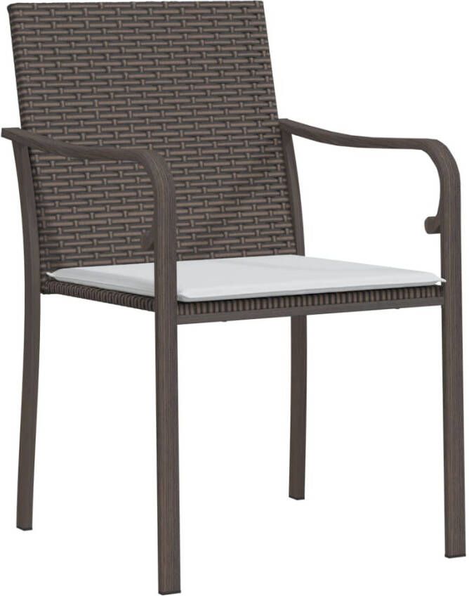 VIDAXL Tuinstoelen 4 st met kussens 56x59x84 cm poly rattan bruin - Foto 2