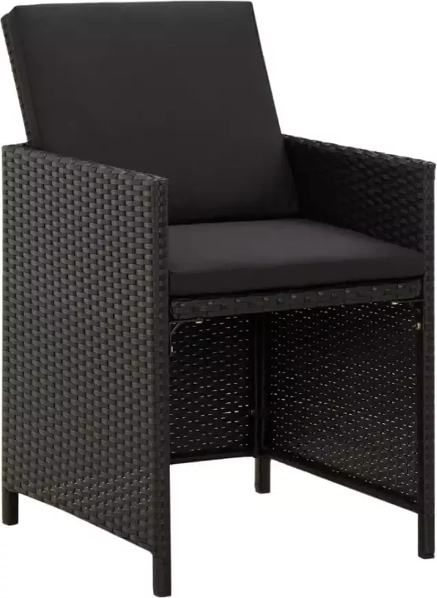 VIDAXL Tuinstoelen 4 st met kussens poly rattan zwart