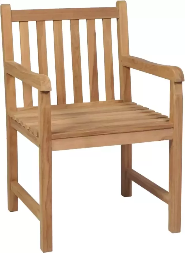 VIDAXL Tuinstoelen 4 st met rode kussens massief teakhout
