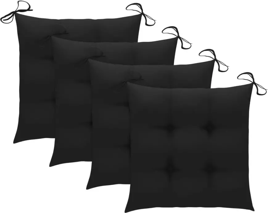 VIDAXL Tuinstoelen 4 st met zwarte kussens massief teakhout - Foto 1