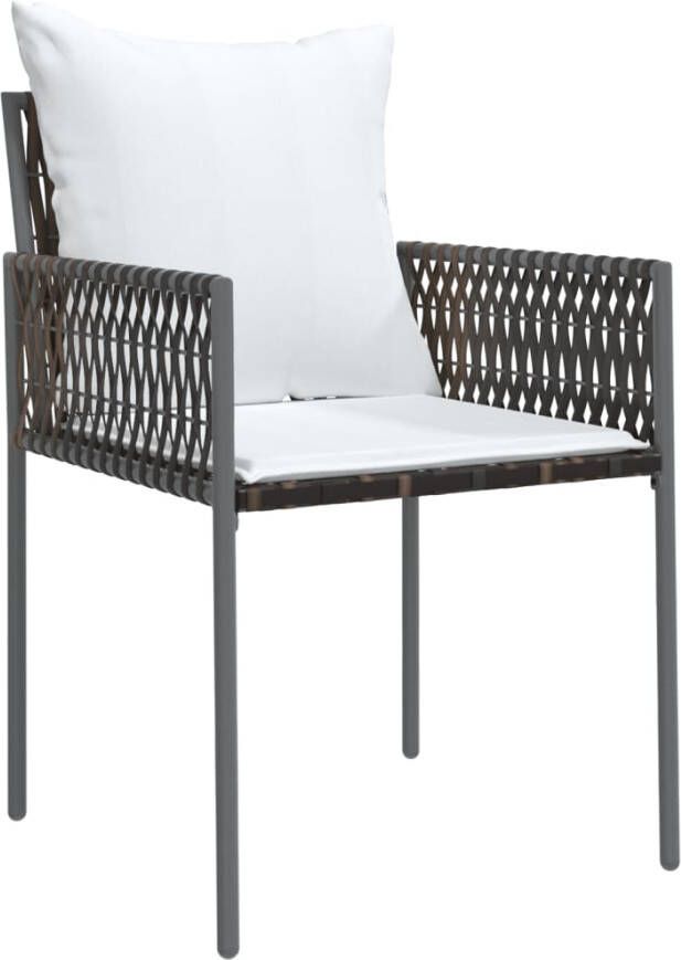 VIDAXL Tuinstoelen 6 st met kussens 54x61x83 cm poly rattan bruin - Foto 2