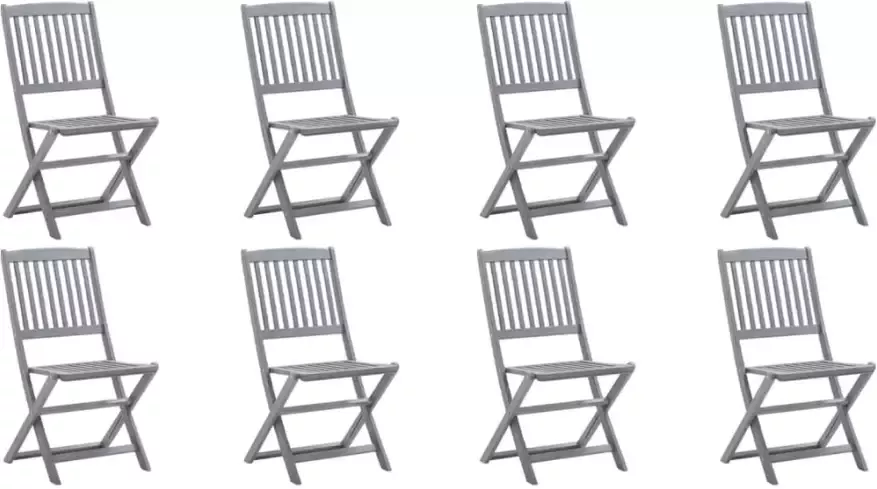 VidaXL Tuinstoelen 8 st inklapbaar met kussens massief acaciahout - Foto 2