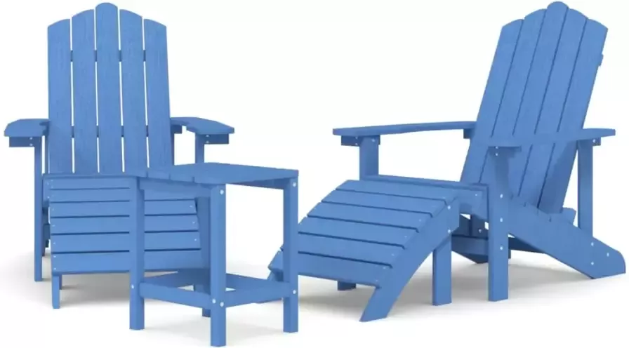 VIDAXL Tuinstoelen Adirondack met voetenbank en tafel HDPE aquablauw - Foto 2