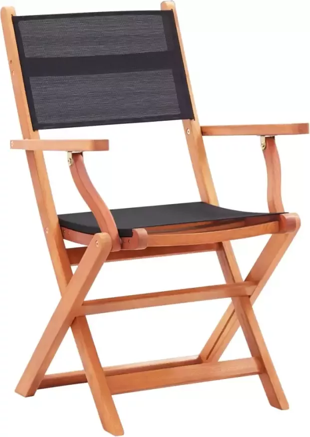 VIDAXL Tuinstoelen inklapbaar 4 st eucalyptushout en textileen zwart